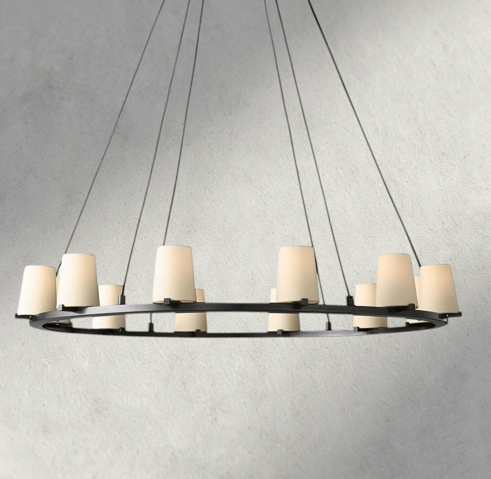 Pauillac Fabric Shade Round Chandelier 36", 48", 60"-chandelier-Jecanoli