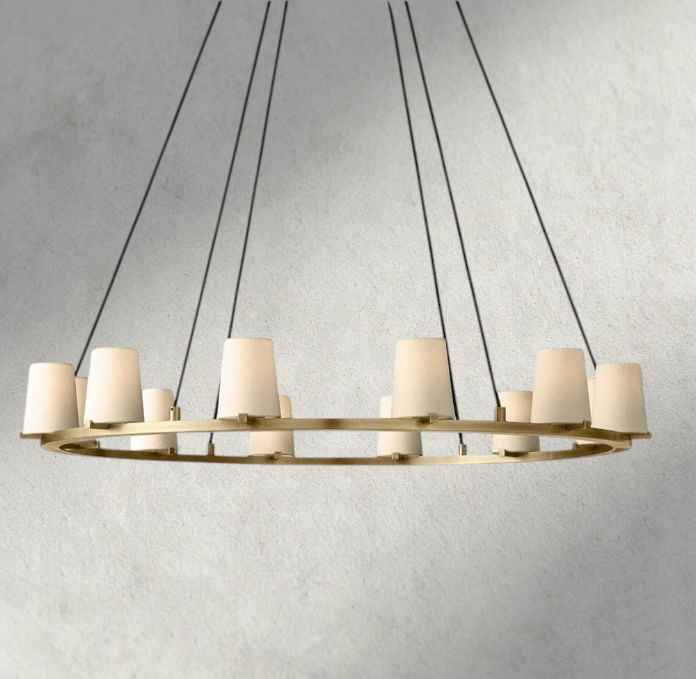Pauillac Fabric Shade Round Chandelier 36", 48", 60"-chandelier-Jecanoli