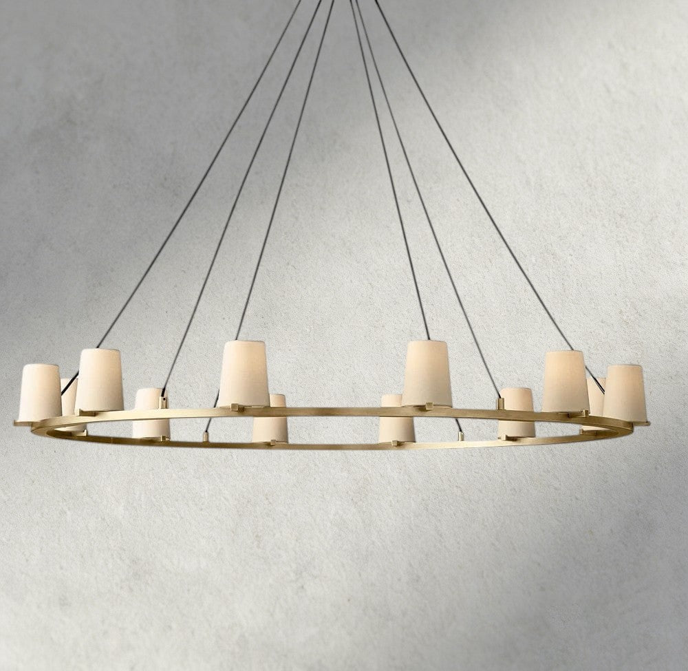 Pauillac Fabric Shade Round Chandelier 36", 48", 60"-chandelier-Jecanoli