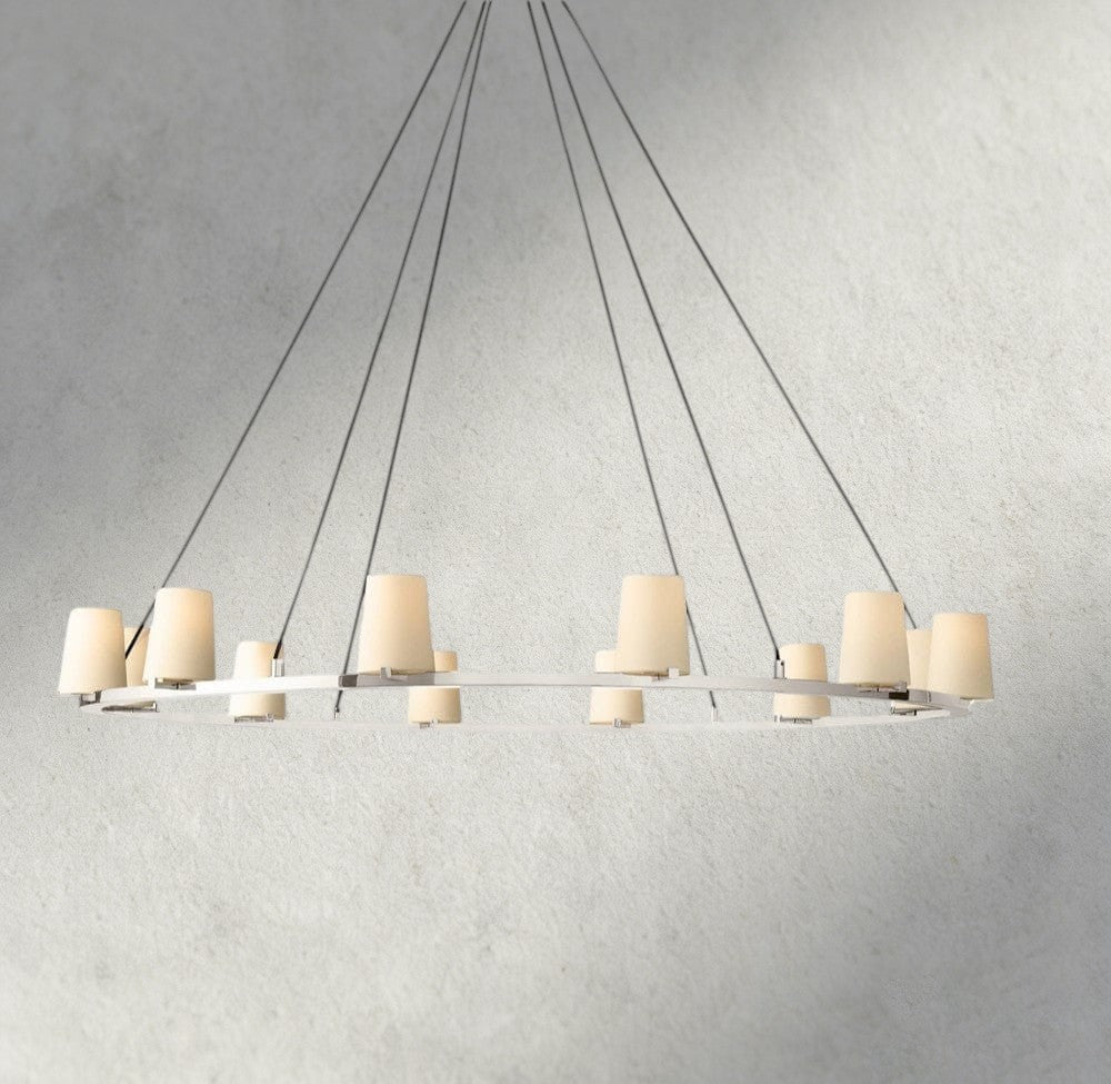 Pauillac Fabric Shade Round Chandelier 36", 48", 60"-chandelier-Jecanoli