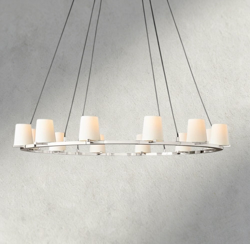 Pauillac Fabric Shade Round Chandelier 36", 48", 60"-chandelier-Jecanoli