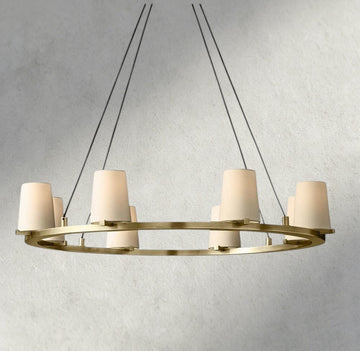 Pauillac Fabric Shade Round Chandelier 36", 48", 60"-chandelier-Jecanoli