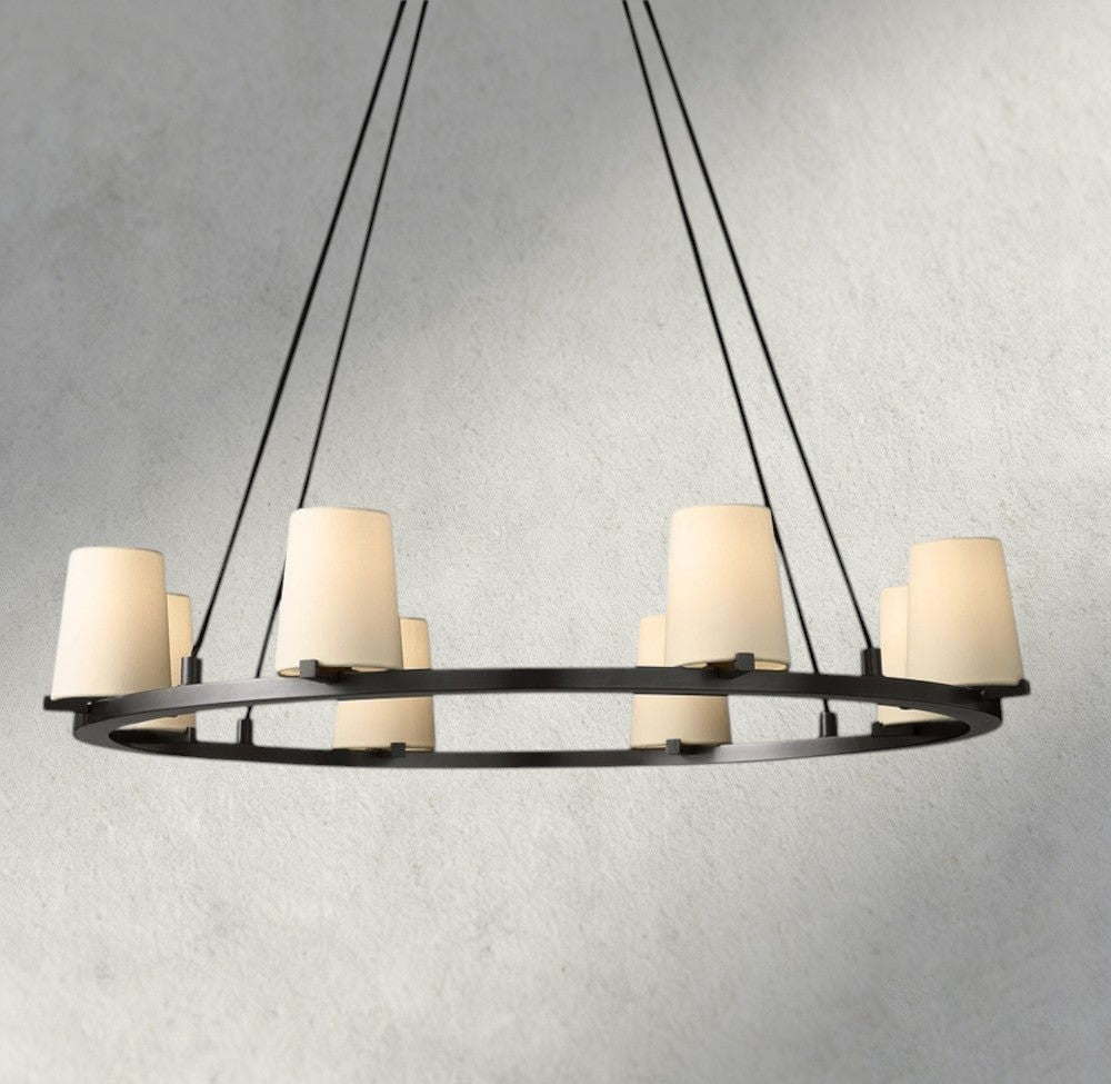 Pauillac Fabric Shade Round Chandelier 36", 48", 60"-chandelier-Jecanoli