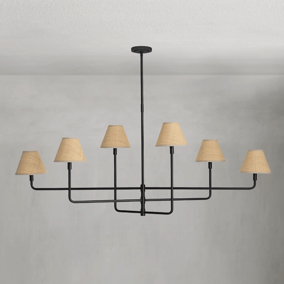 Polara Rattan Chandelier in Blackened Brass - - Jecanoli