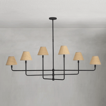 Polara Rattan Chandelier in Blackened Brass - - Jecanoli