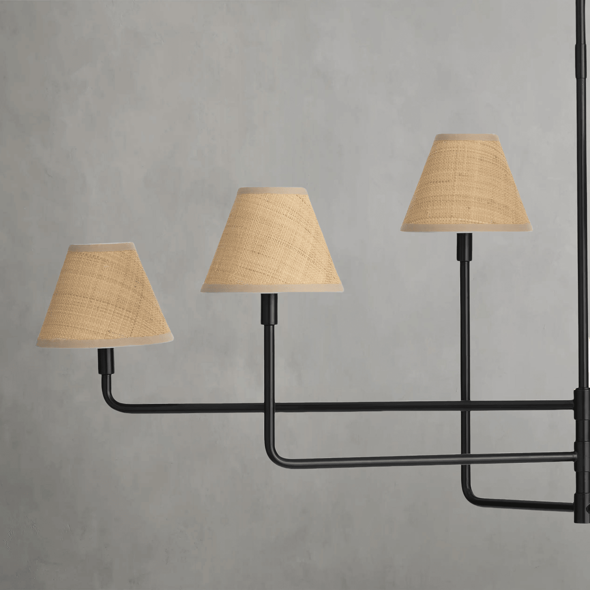 Polara Rattan Chandelier in Blackened Brass - - Jecanoli