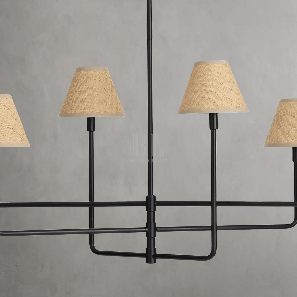 Polara Rattan Chandelier in Blackened Brass - - Jecanoli