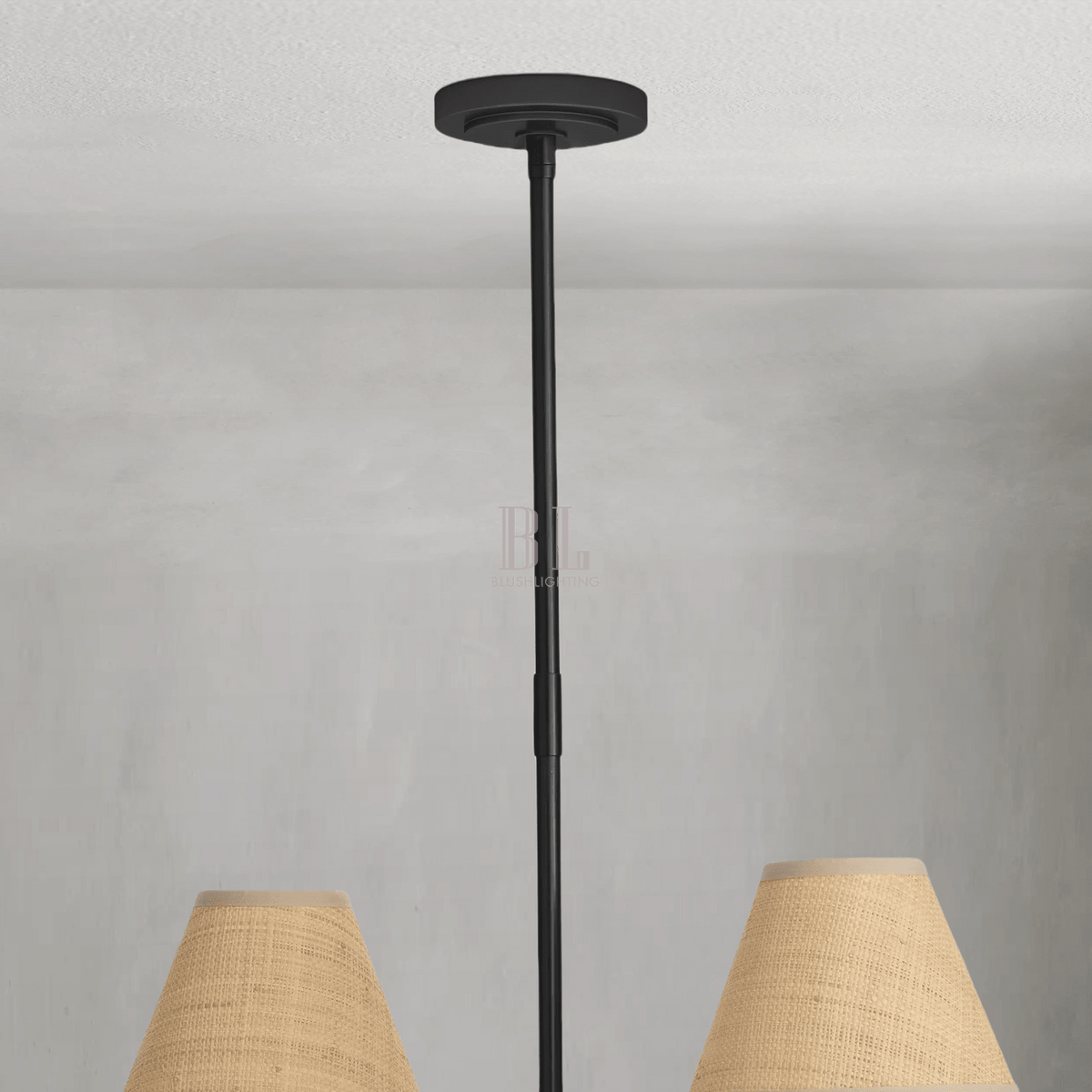 Polara Rattan Chandelier in Blackened Brass - - Jecanoli