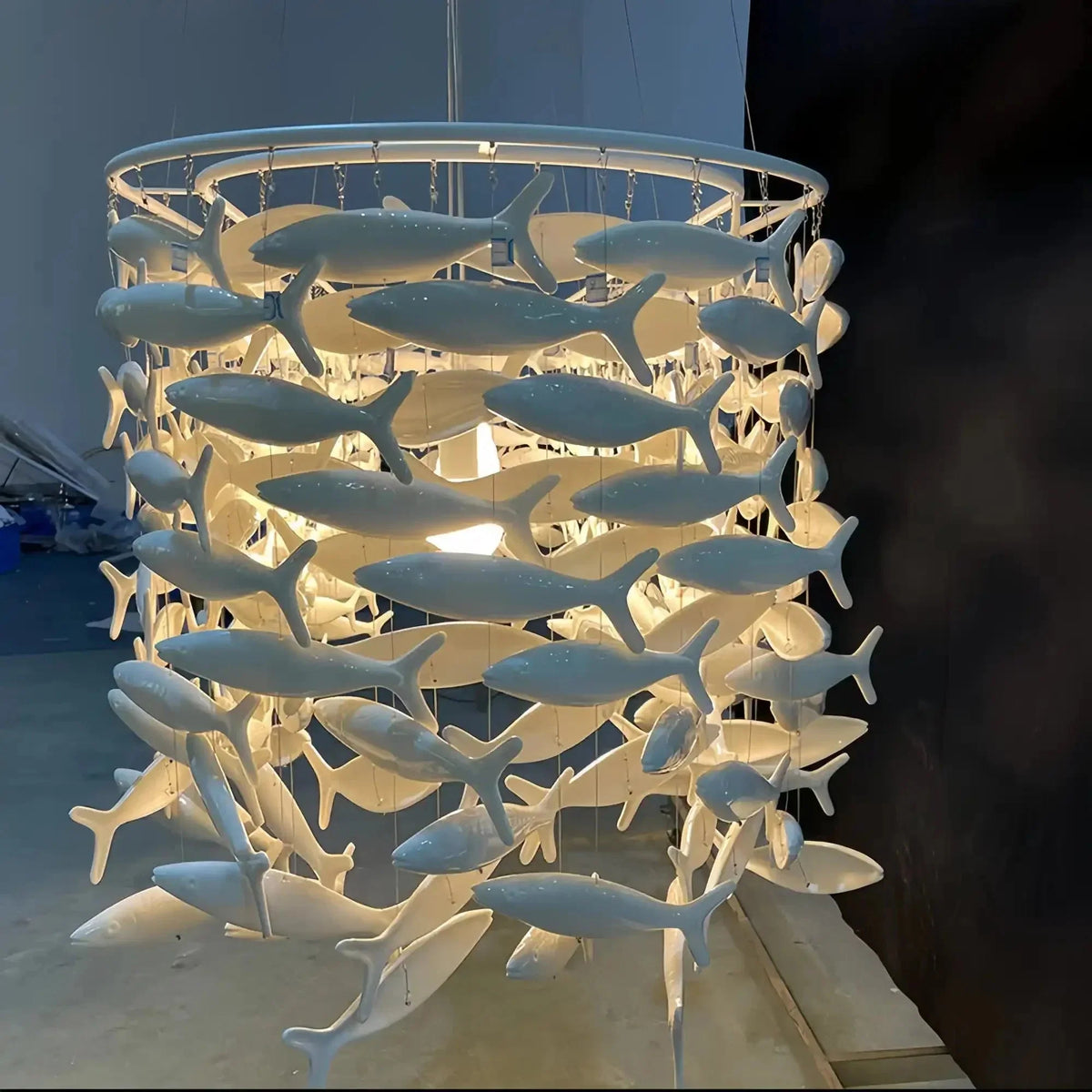 Porcelain Fish Shaped Dining Table Chandelier-Jecanoli