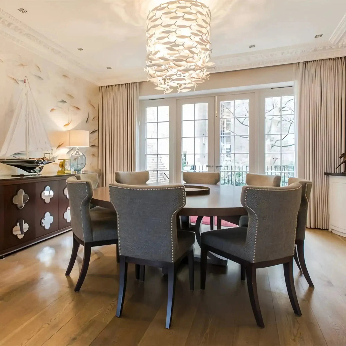 Porcelain Fish Shaped Dining Table Chandelier-Jecanoli