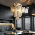 Post-Modern Extra Large Stainless Steel Long Tassel Chandelier-Jecanoli