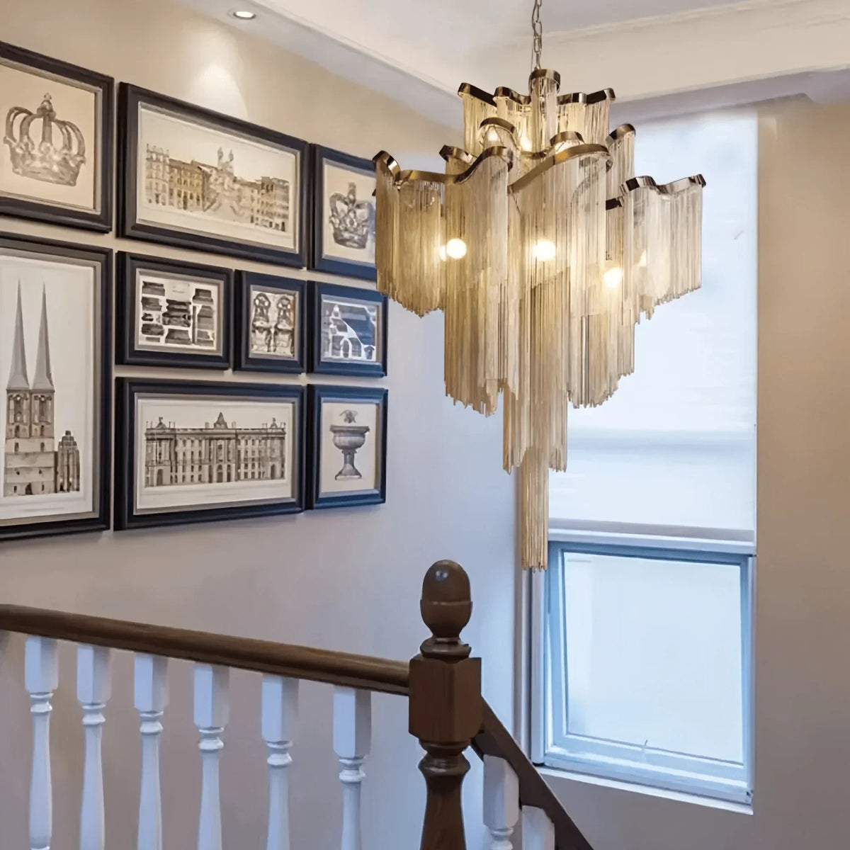 Post-Modern Extra Large Stainless Steel Long Tassel Chandelier-Jecanoli