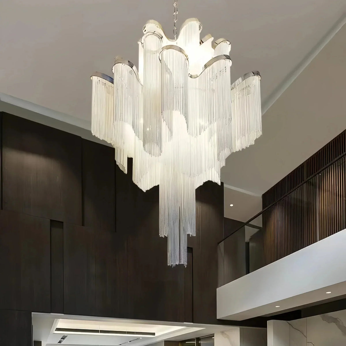 Post-Modern Extra Large Stainless Steel Long Tassel Chandelier-Jecanoli