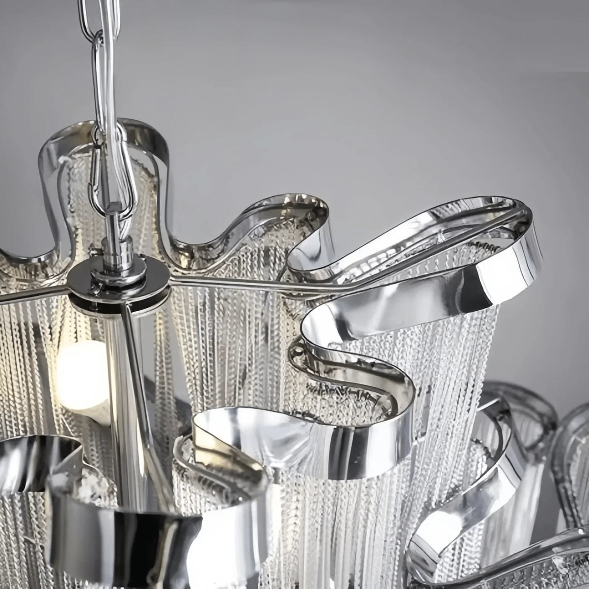 Post-Modern Extra Large Stainless Steel Long Tassel Chandelier-Jecanoli
