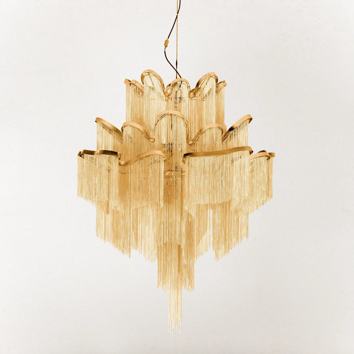 Post-Modern Extra Large Stainless Steel Long Tassel Chandelier-Jecanoli