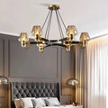 Post - modern Light Luxury Full Brass Chandelier for Living Room/Bedroom - 6 Lights: D35.8