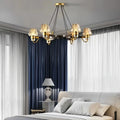 Post - modern Light Luxury Full Brass Chandelier for Living Room/Bedroom - 6 Lights: D30.7