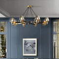 Post - modern Light Luxury Full Brass Chandelier for Living Room/Bedroom - 8 Lights: D39.4