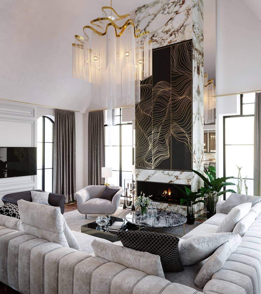 Post-Modern Extra Large Stainless Steel Long Tassel Chandelier-Jecanoli