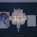Post-Modern Extra Large Stainless Steel Long Tassel Chandelier-Jecanoli