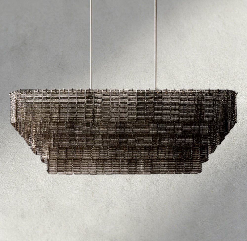 Sirene Smoke Glass Rectangular Chandelier 59", 77"-chandelier-Jecanoli