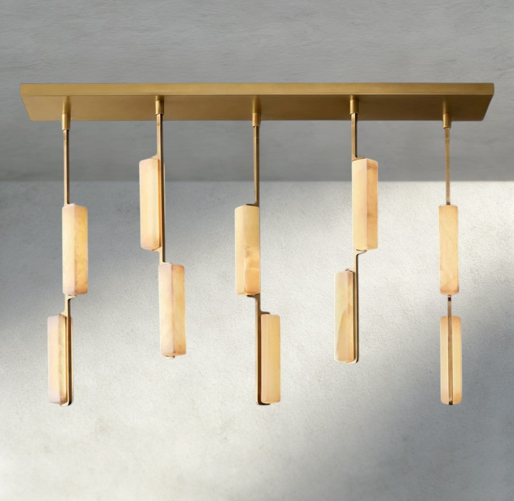 Audubon Alabaster Linear Chandelier 54"-Jecanoli