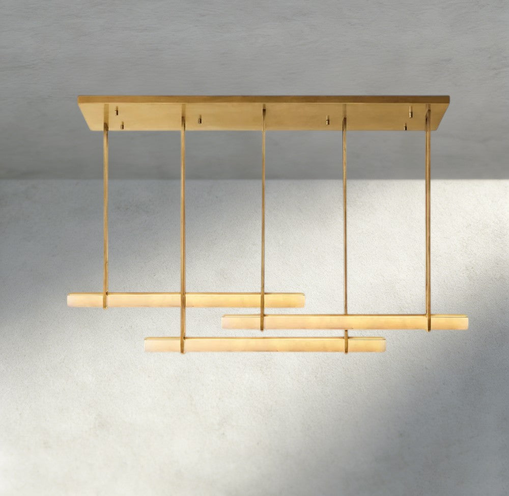 Audubon Alabaster Triple Bar Linear Chandelier-Jecanoli