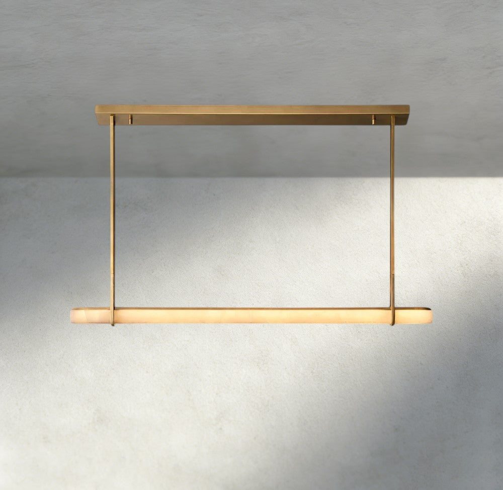 Audubon Alabaster Single Bar Linear Chandelier-Jecanoli
