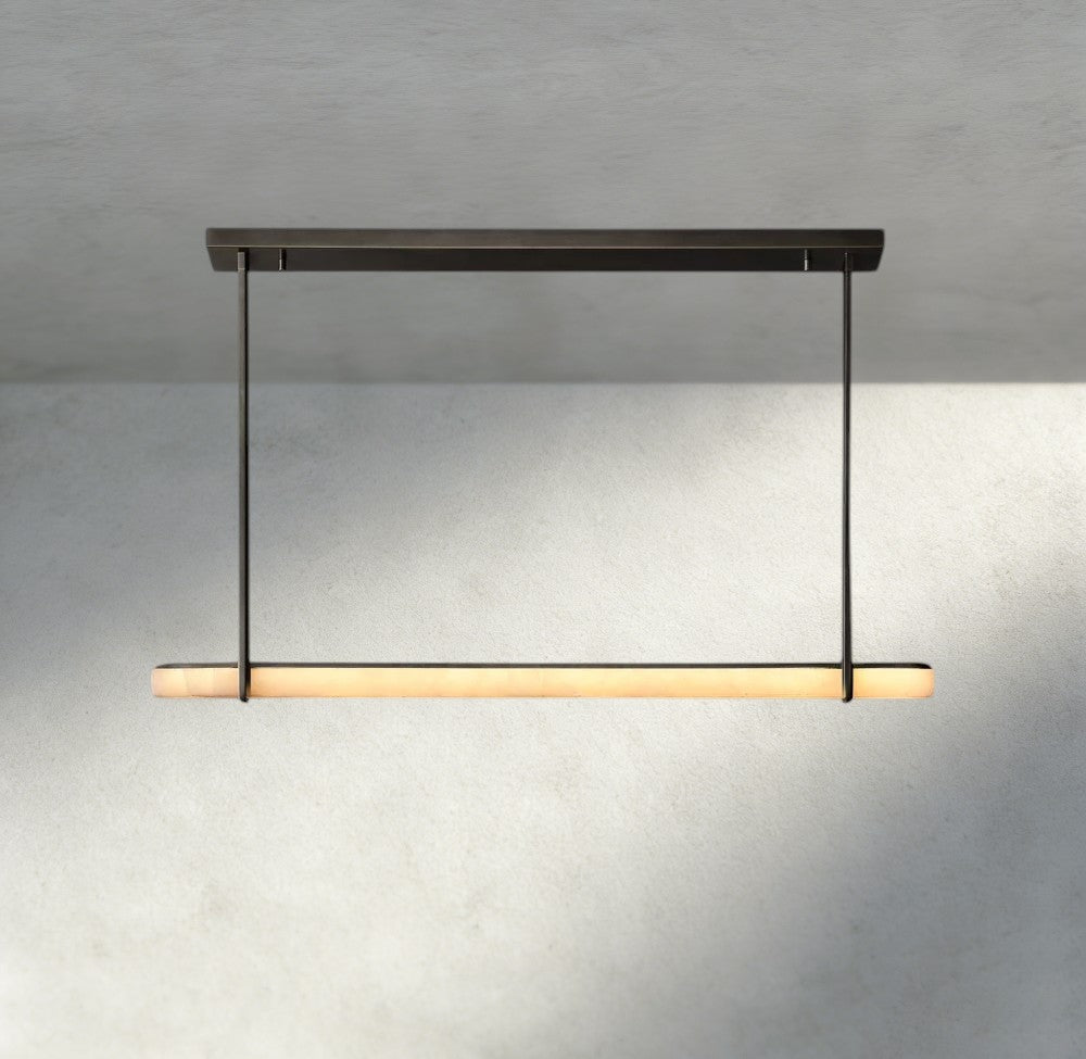 Audubon Alabaster Single Bar Linear Chandelier-Jecanoli