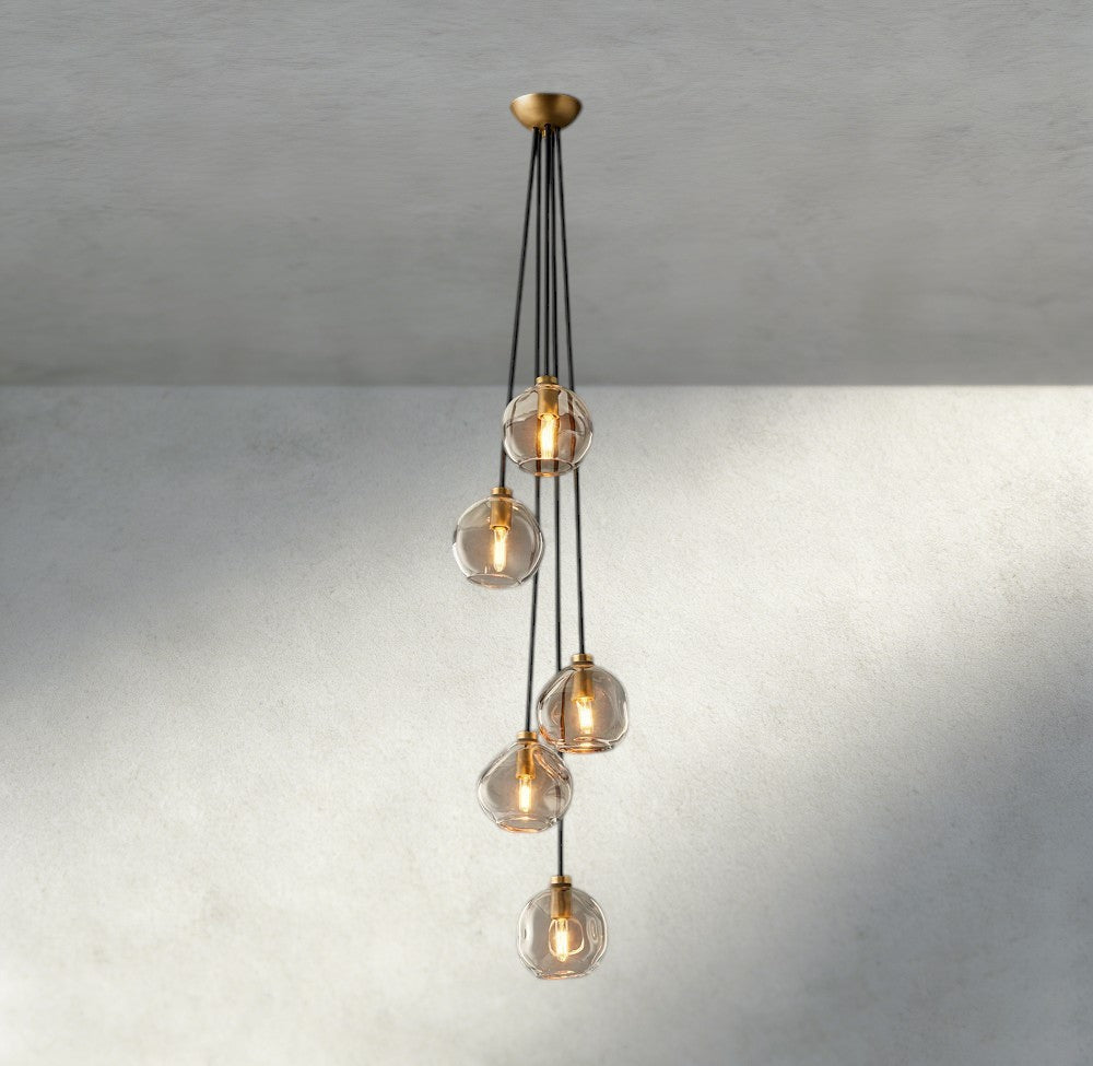 Bubble Clear Glass Cascade Pendant-Chandelier-Jecanoli