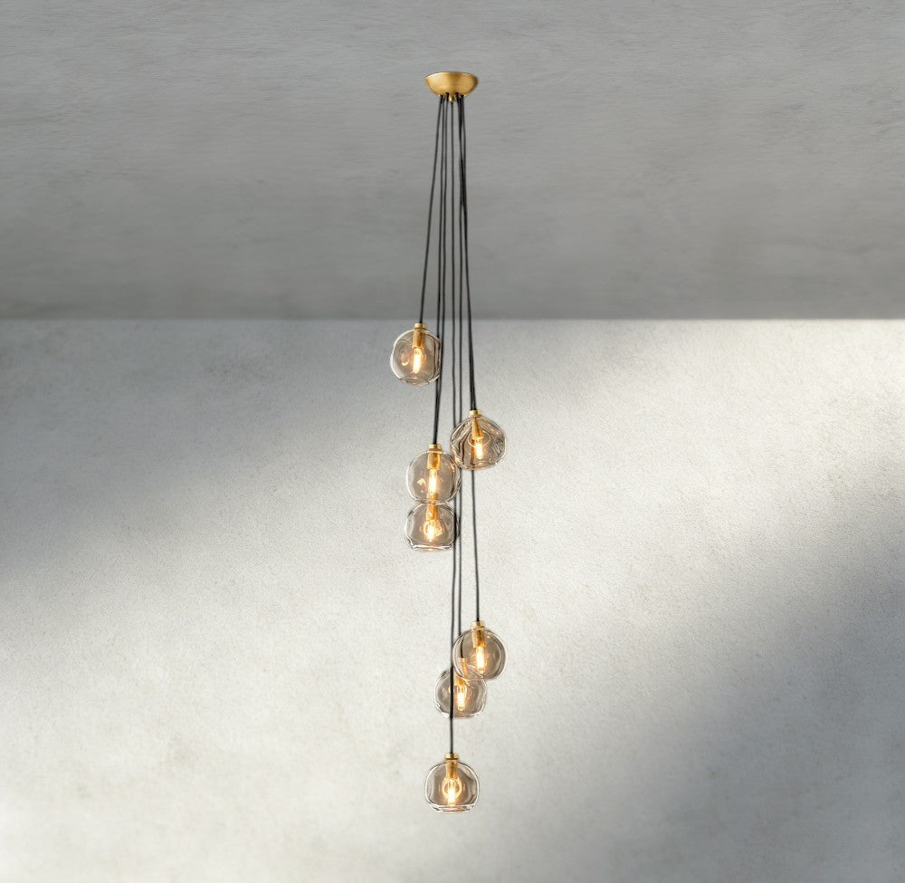 Bubble Clear Glass Cascade Pendant-Chandelier-Jecanoli