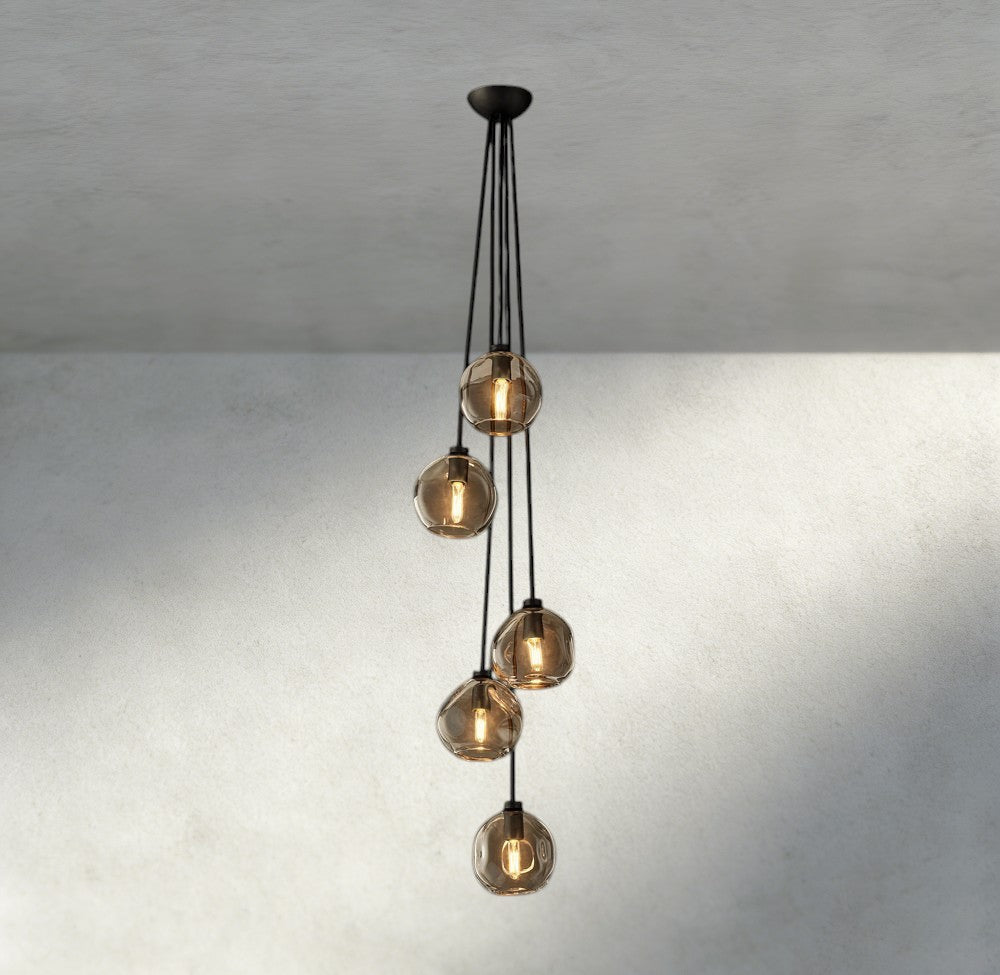 Bubble Clear Glass Cascade Pendant-Chandelier-Jecanoli