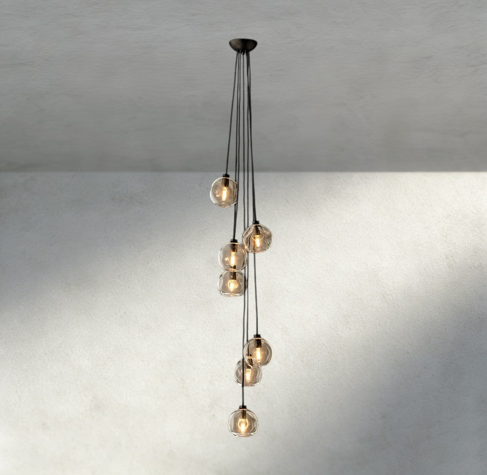 Bubble Clear Glass Cascade Pendant-Chandelier-Jecanoli