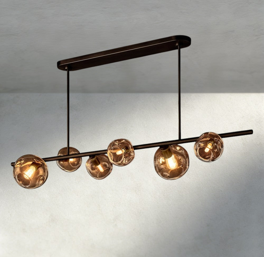 Bubble Smoke Glass Linear Chandelier-Chandelier-Jecanoli