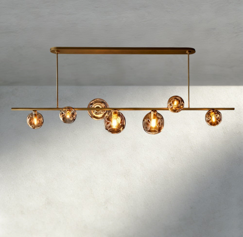 Bubble Smoke Glass Linear Chandelier-Chandelier-Jecanoli