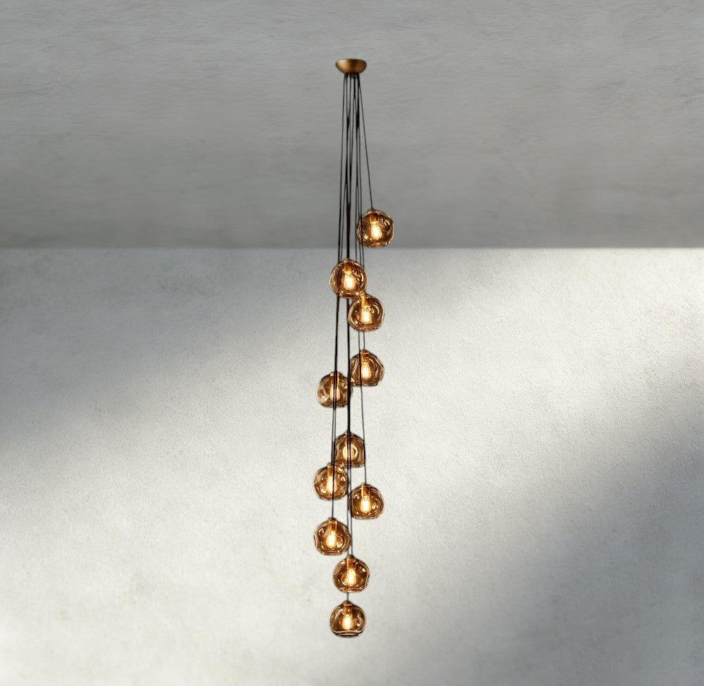 Bubble Smoke Glass Cascade Pendant-Chandelier-Jecanoli