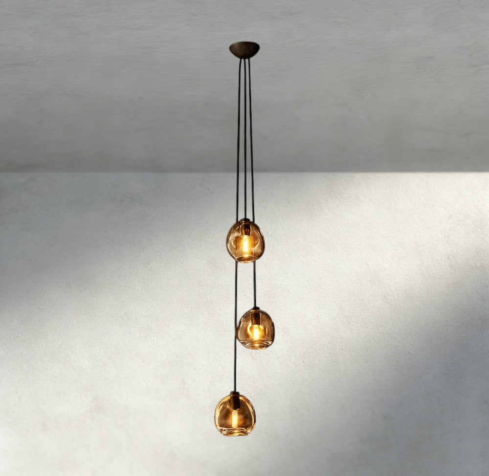 Bubble Smoke Glass Cascade Pendant-Chandelier-Jecanoli