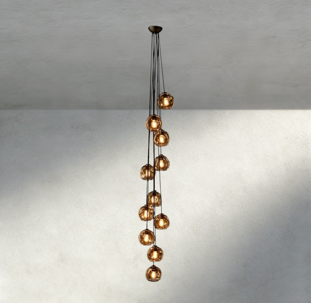 Bubble Smoke Glass Cascade Pendant-Chandelier-Jecanoli