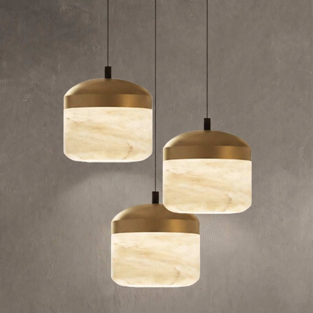 Queena Modern Alabaster Pendant, Kitchen Island Pendant Light