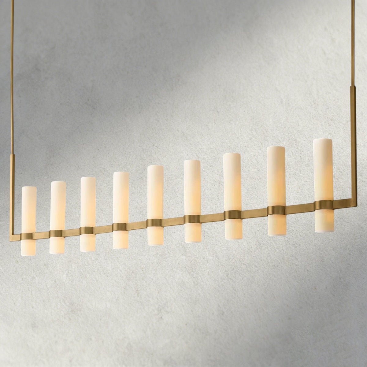 Ravelle Linear Milk Glass Chandelier 59", 71"-Chandelier-Jecanoli