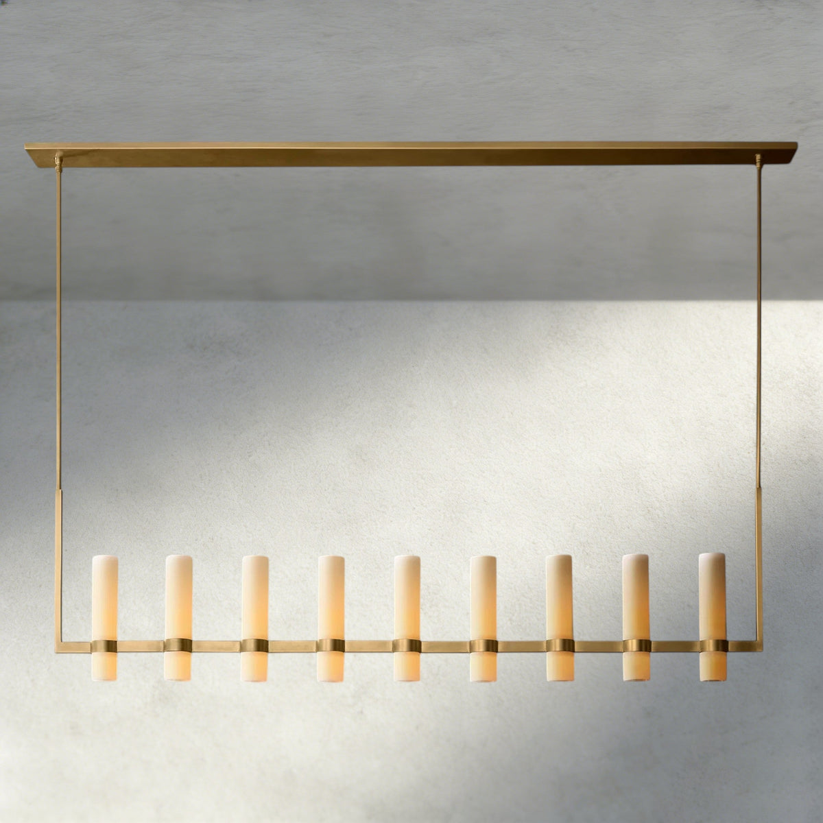 Ravelle Linear Milk Glass Chandelier 59", 71"-Chandelier-Jecanoli