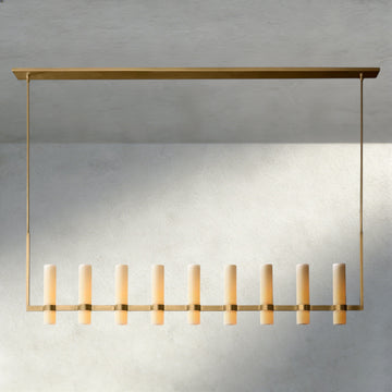 Ravelle Linear Milk Glass Chandelier 59", 71"-Chandelier-Jecanoli