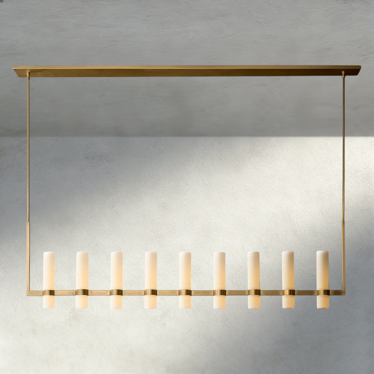 Ravelle Linear Milk Glass Chandelier 59", 71"-Chandelier-Jecanoli