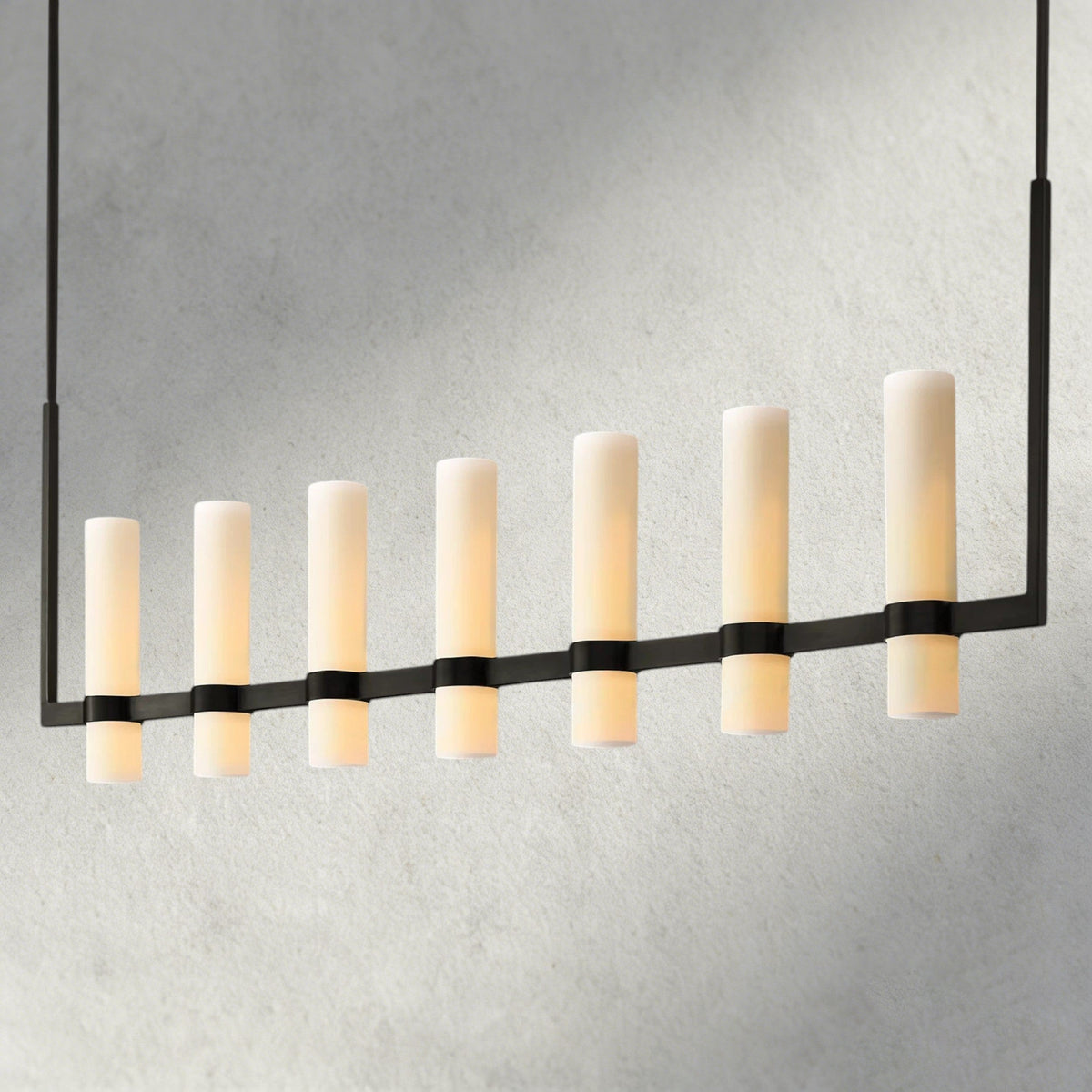 Ravelle Linear Milk Glass Chandelier 59", 71"-Chandelier-Jecanoli