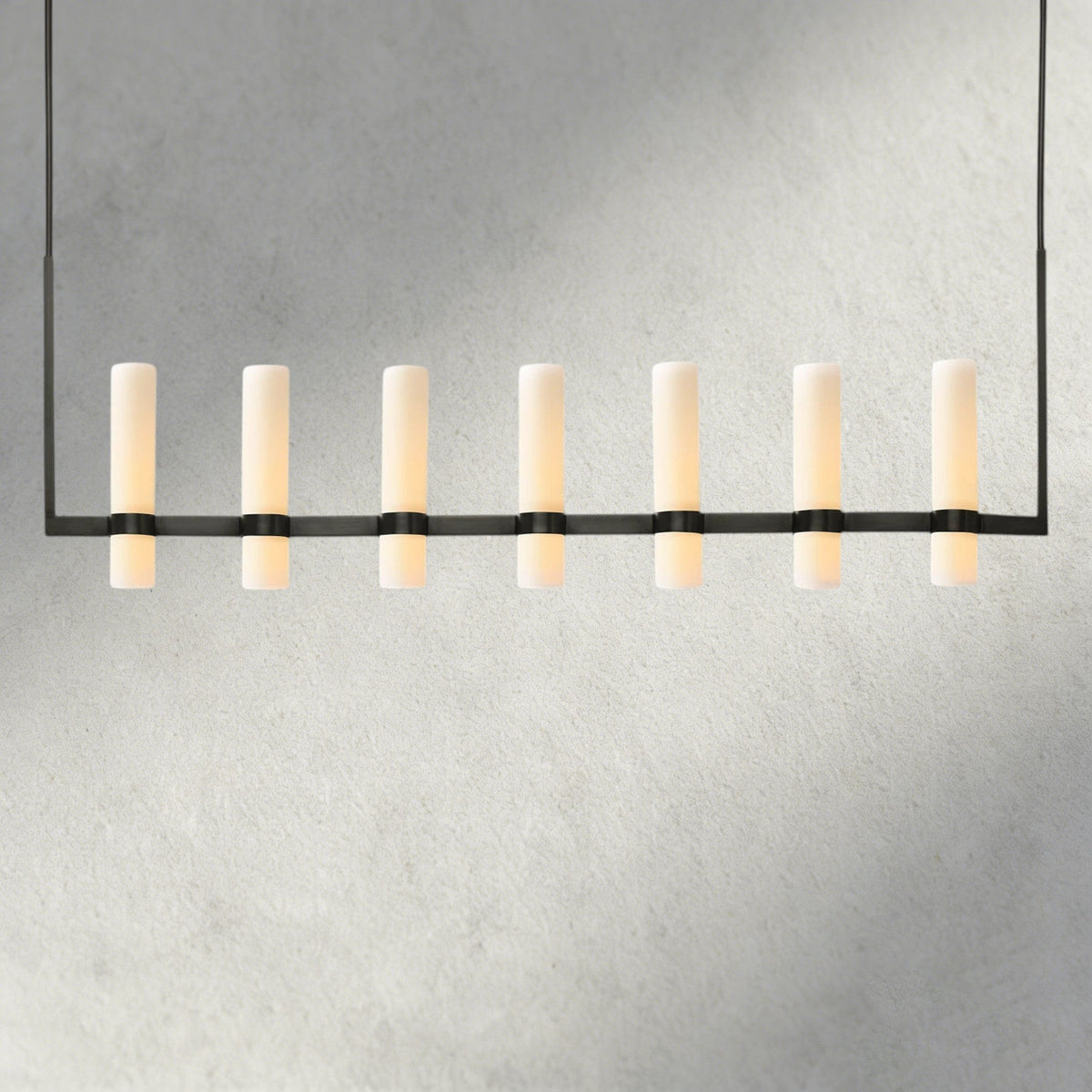 Ravelle Linear Milk Glass Chandelier 59", 71"-Chandelier-Jecanoli