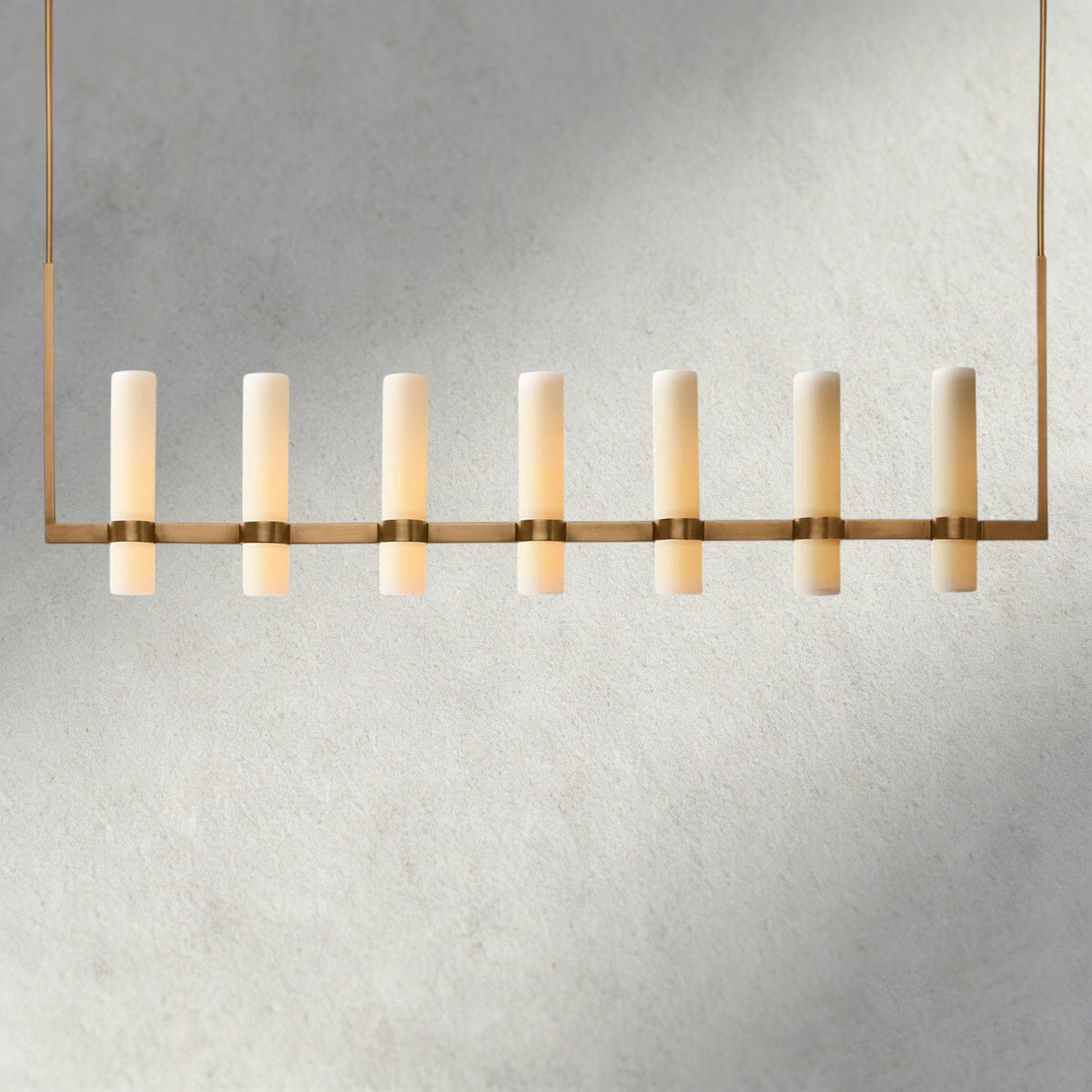 Ravelle Linear Milk Glass Chandelier 59", 71"-Chandelier-Jecanoli