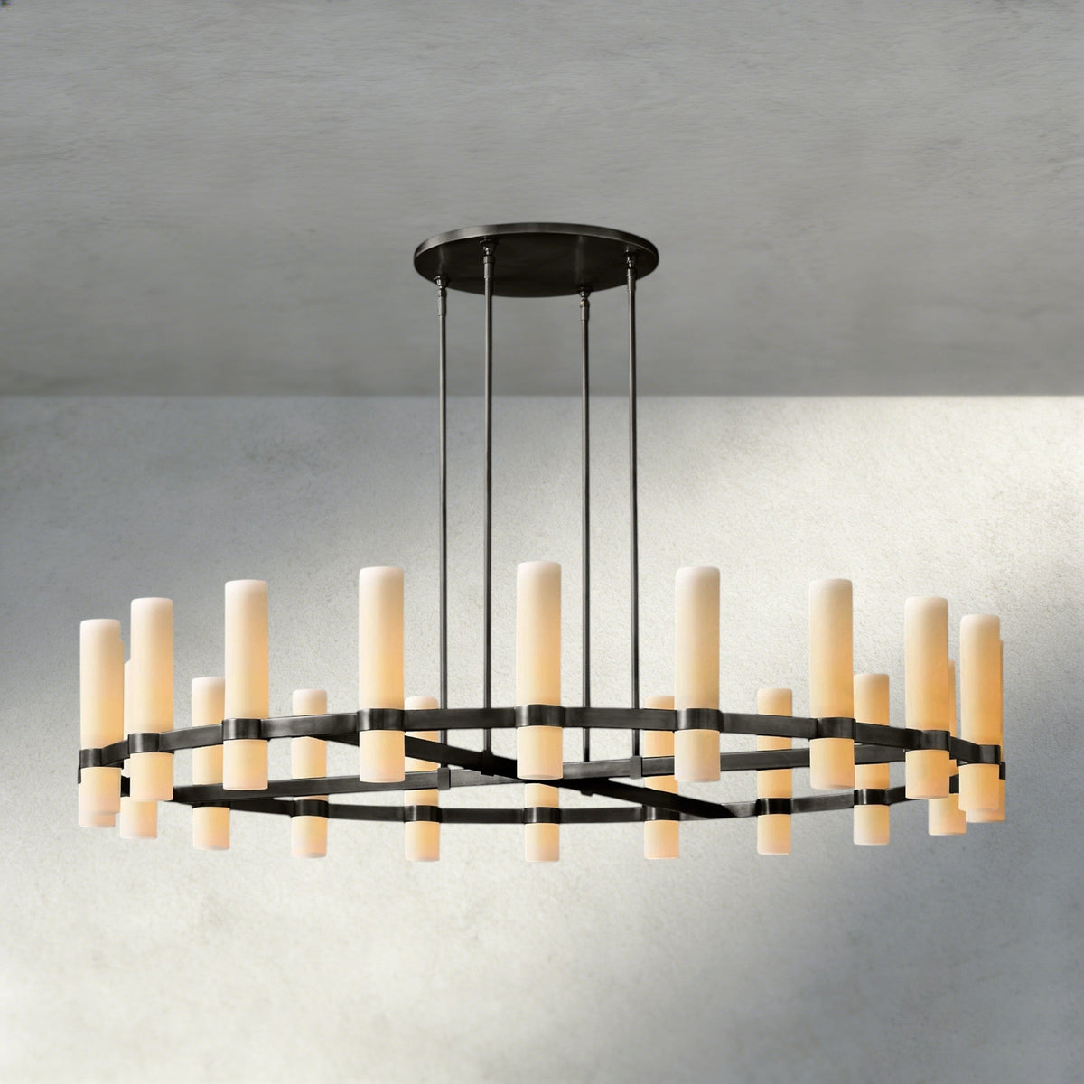 Ravelle Round Milk Glass Chandelier 36", 48", 60"-Chandelier-Jecanoli