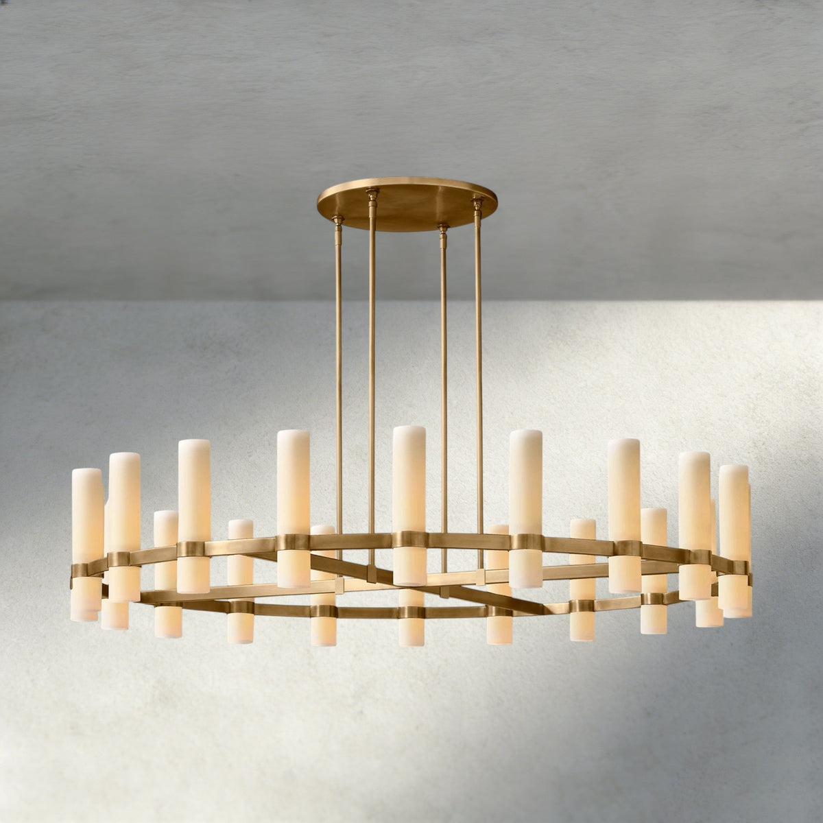 Ravelle Round Milk Glass Chandelier 36", 48", 60"-Chandelier-Jecanoli