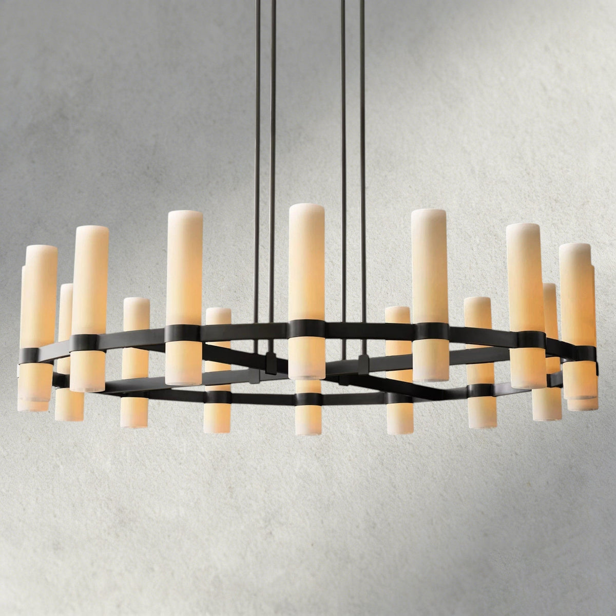 Ravelle Round Milk Glass Chandelier 36", 48", 60"-Chandelier-Jecanoli