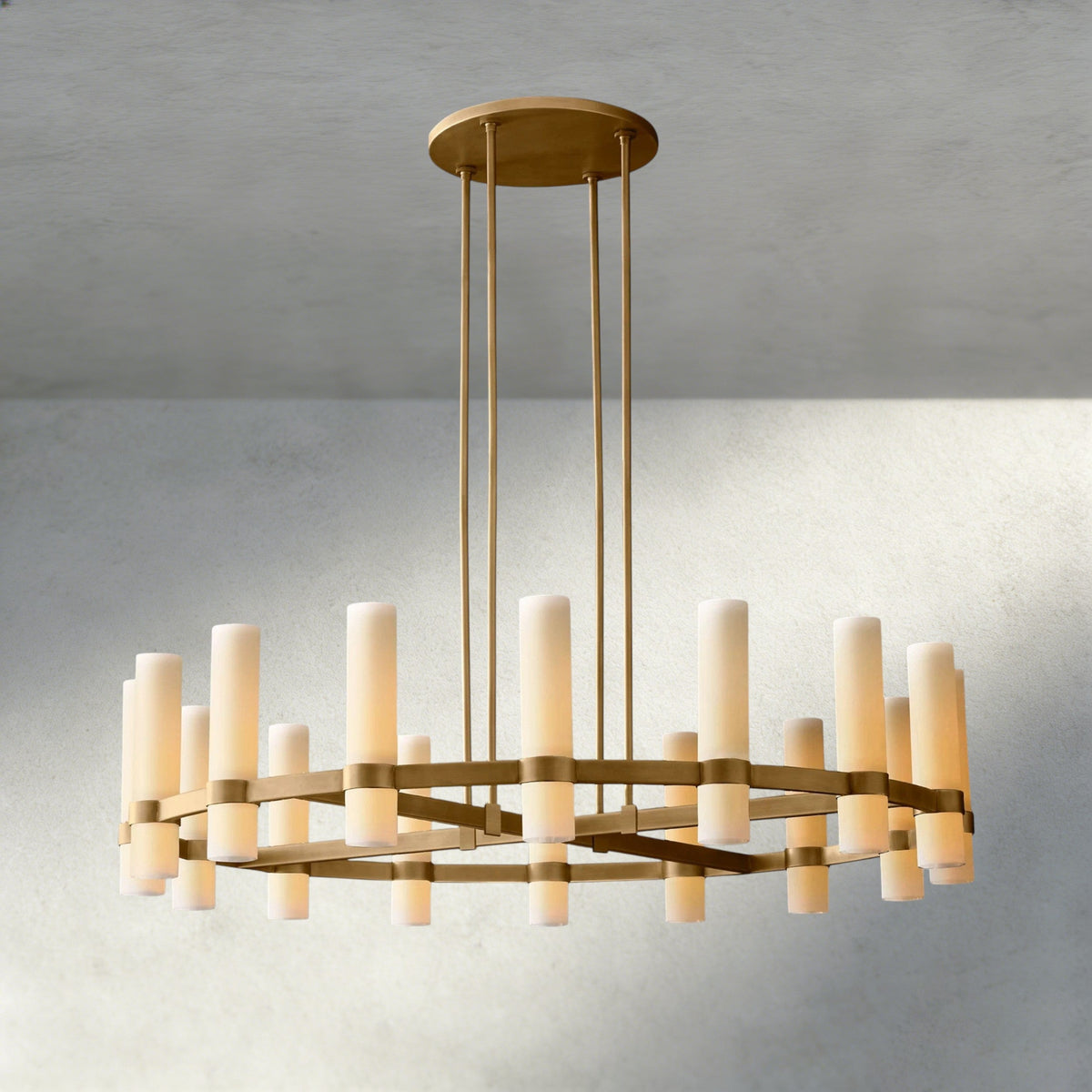 Ravelle Round Milk Glass Chandelier 36", 48", 60"-Chandelier-Jecanoli